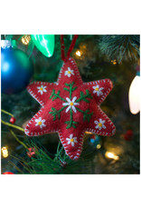 Ornaments 4 Orphans Red Six Pointed Star Embroidered Wool Christmas Ornament