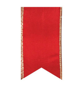 The Gift Wrap Company Red Wired Gold Edge Satin Holiday Woven Ribbon