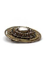 Miriam Haskell Circular Glass Pearl & Rhinestones Brooch