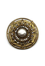 Miriam Haskell Circular Glass Pearl & Rhinestones Brooch