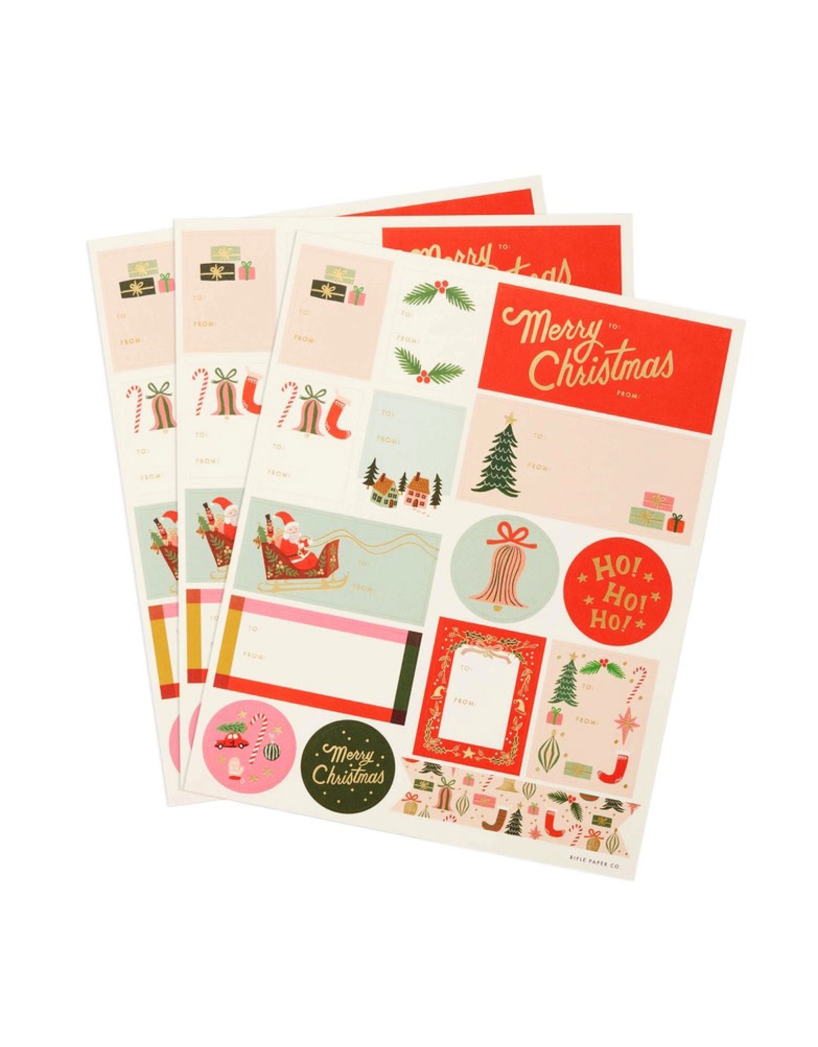 Rifle Paper Co. Pack of 3 Deck the Halls Holiday Stickers & Labels