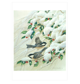 Pomegranate John Ruthven: Black Capped Chickadees Christmas Boxed Notecards