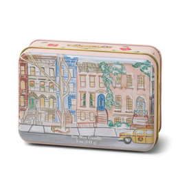 Paddywax Tangerine and Clove Holiday Tin 5oz Matte Illustrated with Brownstone Scene Candle