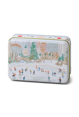 Paddywax Mistletoe and Mint Holiday Tin 5oz Matte Illustrated with Ice Skating Scene Candle