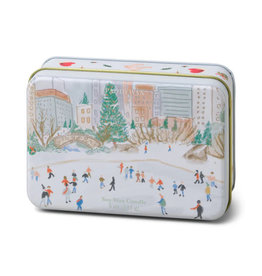 Paddywax Mistletoe and Mint Holiday Tin 5oz Matte Illustrated with Ice Skating Scene Candle