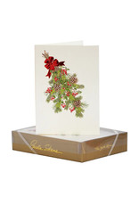 Paula Skene Designs Pine Cone Bough Box of 8 Christmas Notecard