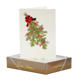 Paula Skene Designs Pine Cone Bough Box of 8 Christmas Notecard