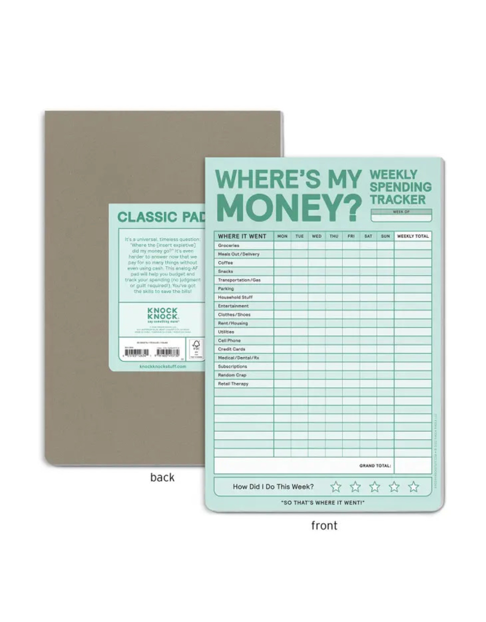 Knock Knock Weekly Money Tracker Pad