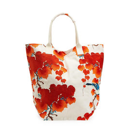 2 Chic Blossom Branch Print Red Market Tote Bag