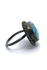 Size 5 Vintage Round Turquoise Cabochon Ring