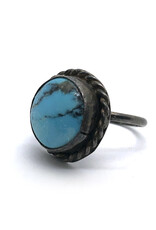 Size 5 Vintage Round Turquoise Cabochon Ring