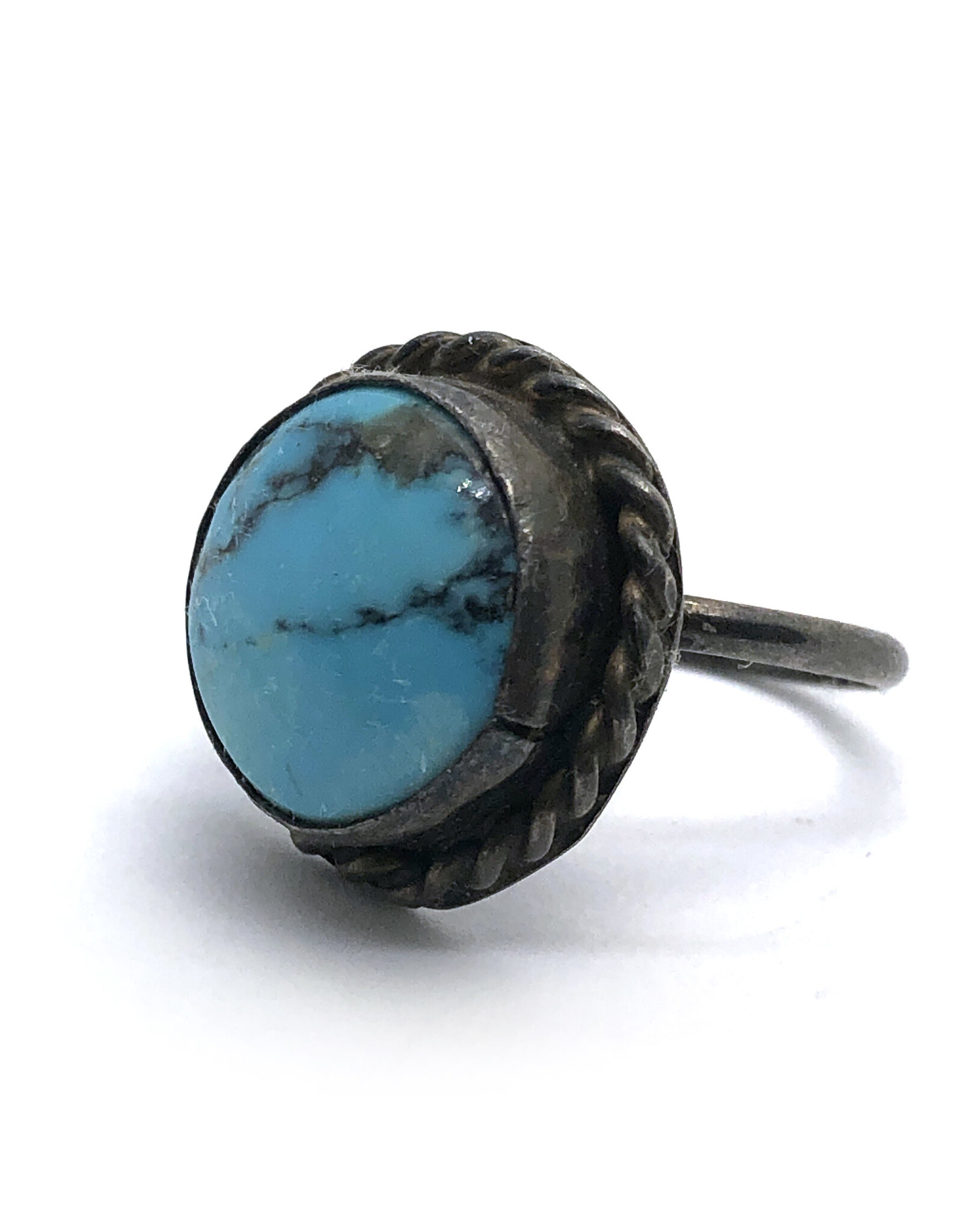 Size 5 Vintage Round Turquoise Cabochon Ring