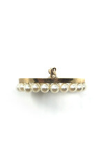 14K Gold Circular Brooch with Round of 23 Pearls