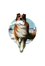 Laughing Elephant A Collie Bringing Valentines Notecard