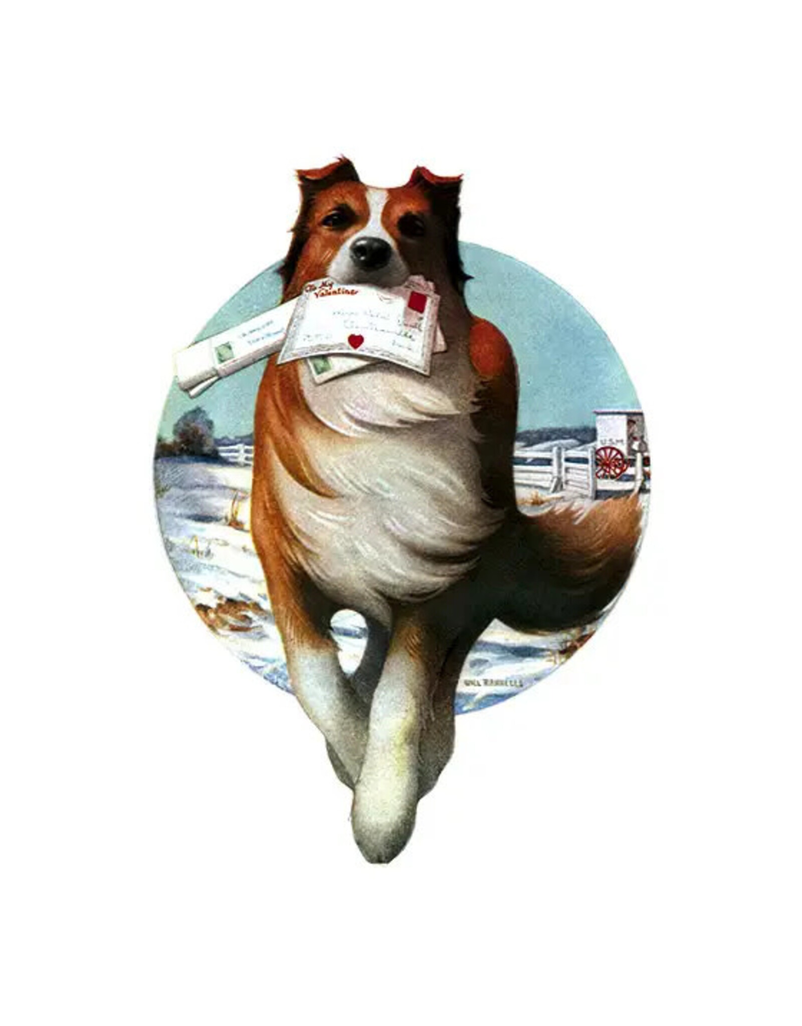 Laughing Elephant A Collie Bringing Valentines Notecard