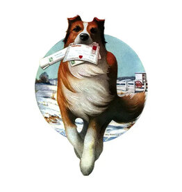 Laughing Elephant A Collie Bringing Valentines Notecard