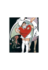 Laughing Elephant Little Girl with a Valentine to Deliver Notecard