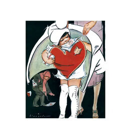 Laughing Elephant Little Girl with a Valentine to Deliver Notecard