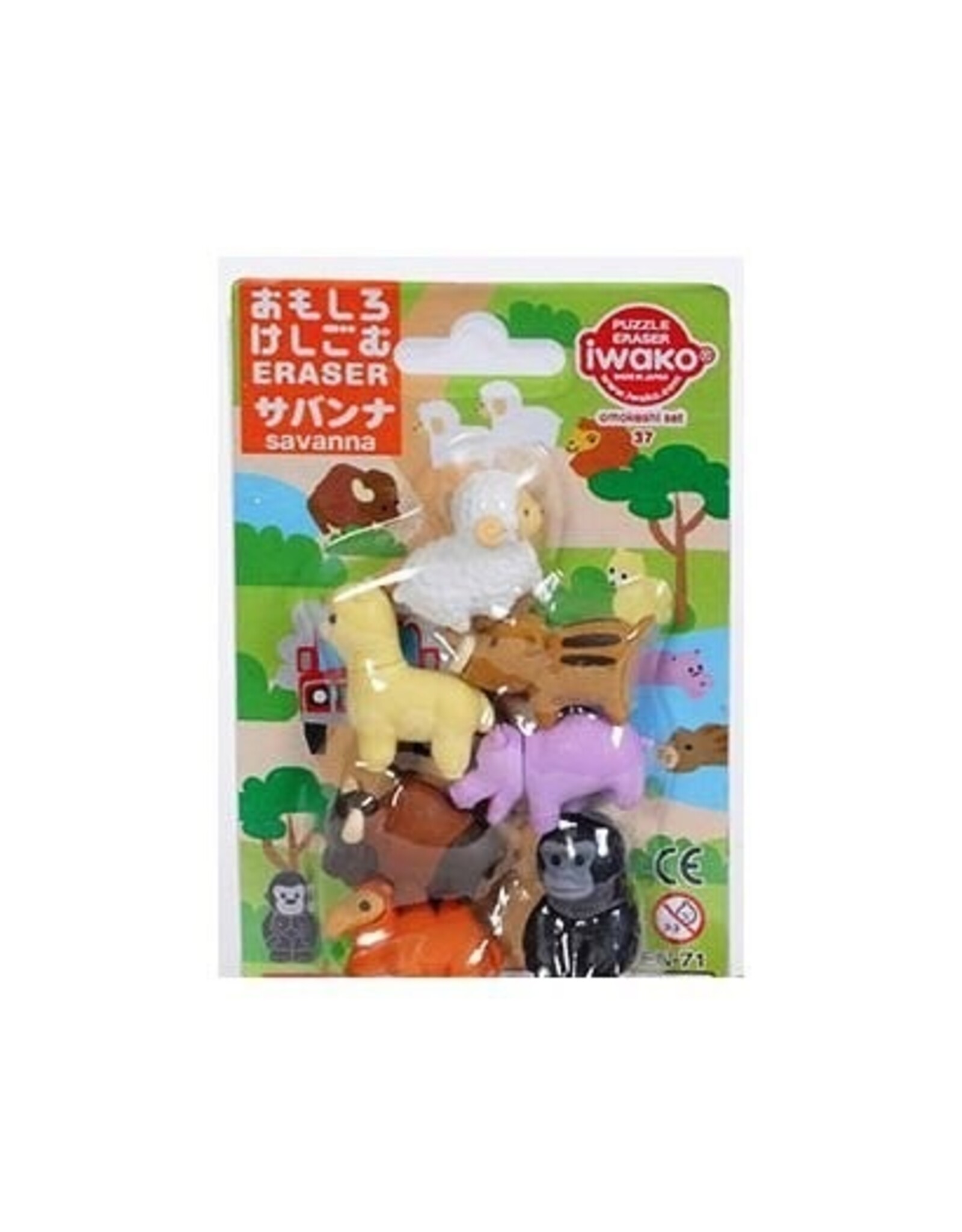 Iwako Savannah Erasers Blister Pack