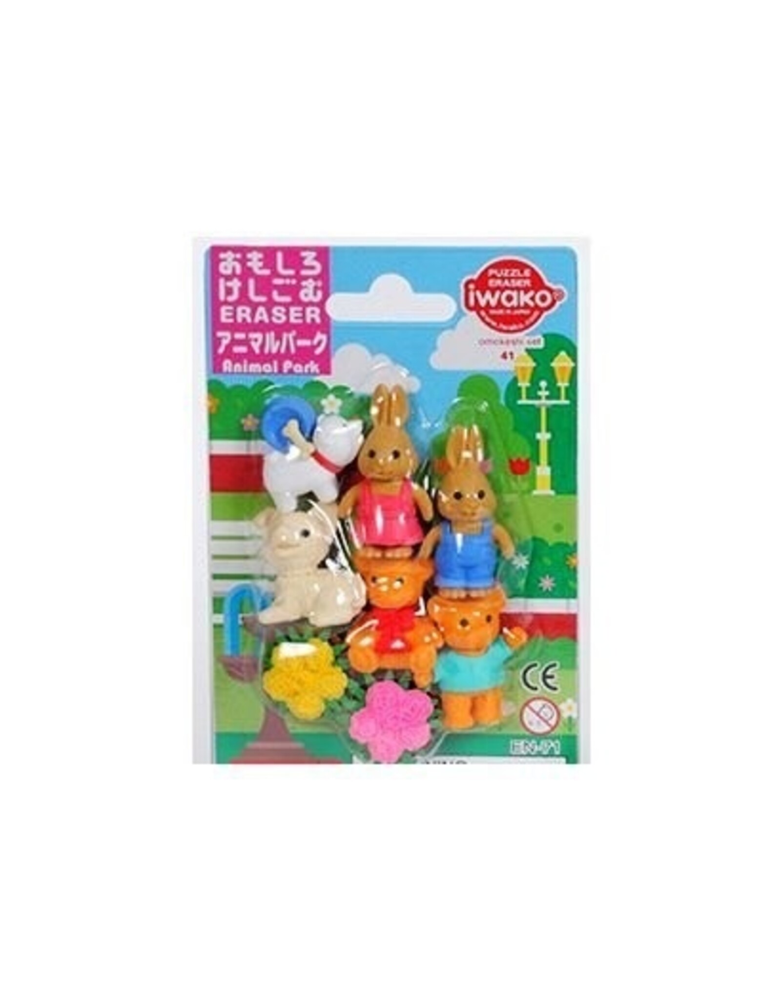 Iwako Animal Park Erasers Blister Pack