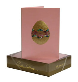 Paula Skene Designs Floral Band Egg Easter Card on Pink A6 Notecard