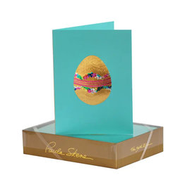 Paula Skene Designs Floral Band Egg Easter Card on Teal A6 Notecard