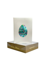 Paula Skene Designs Imperial Egg II Easter Teal on Silver Satin A6 Notecard