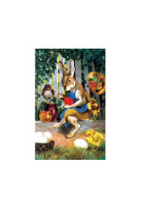 Laughing Elephant Rabbit Painting Eggs A7 Easter Notecard