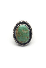 Vintage Southwest-Style Ring with Large Green Turquoise