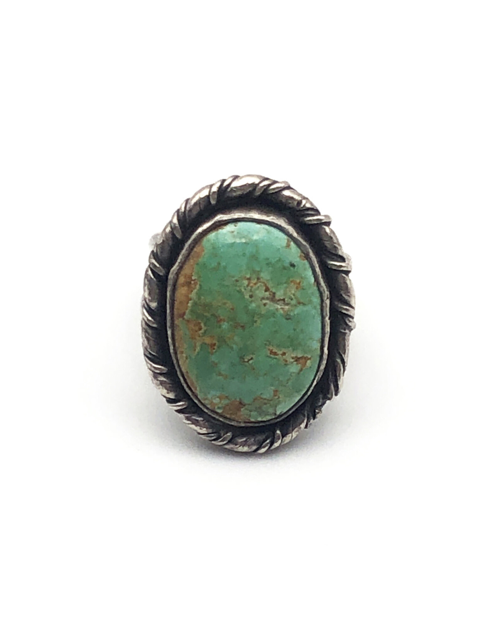 Vintage Southwest-Style Ring with Large Green Turquoise