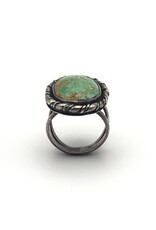 Vintage Southwest-Style Ring with Large Green Turquoise