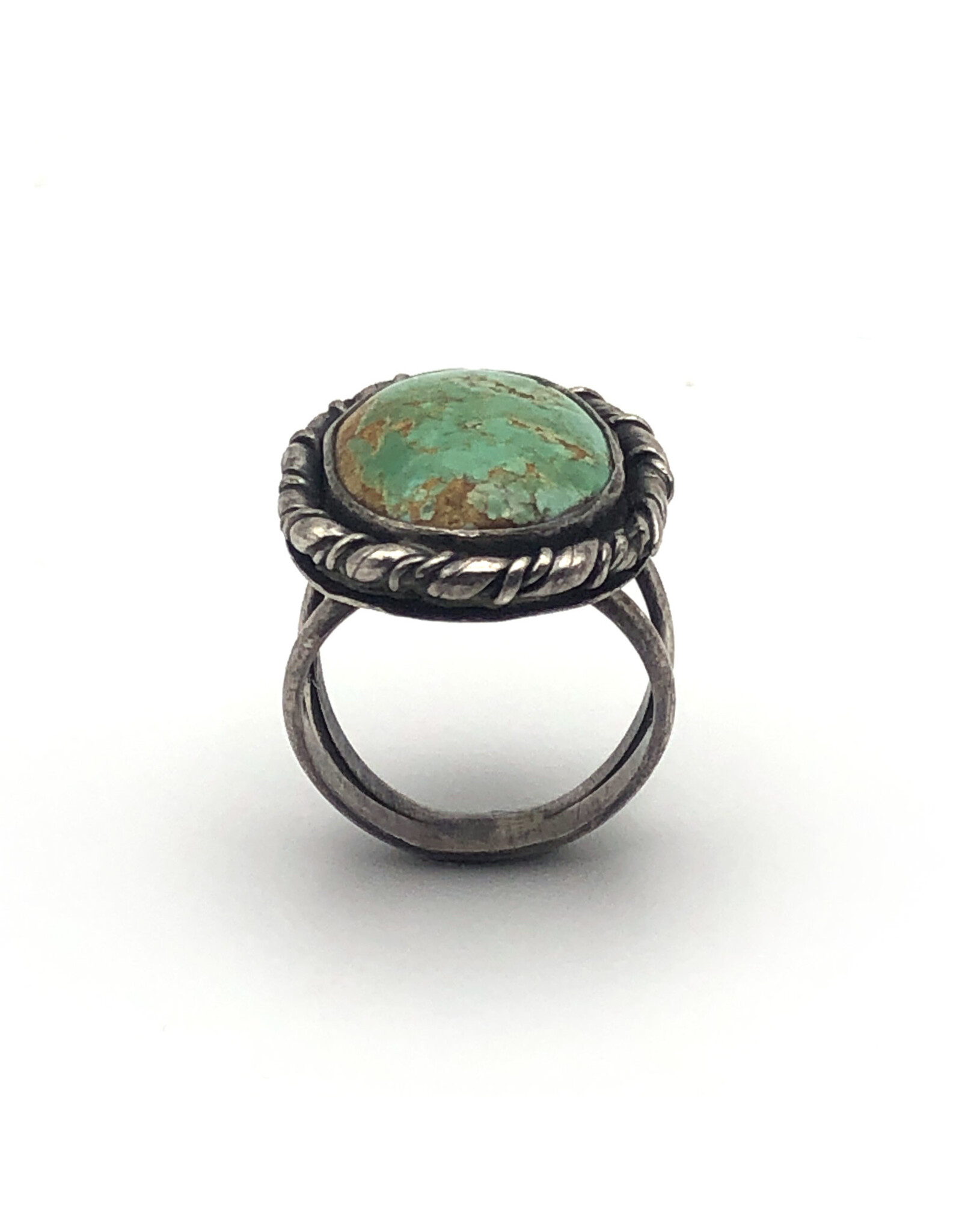 Vintage Southwest-Style Ring with Large Green Turquoise