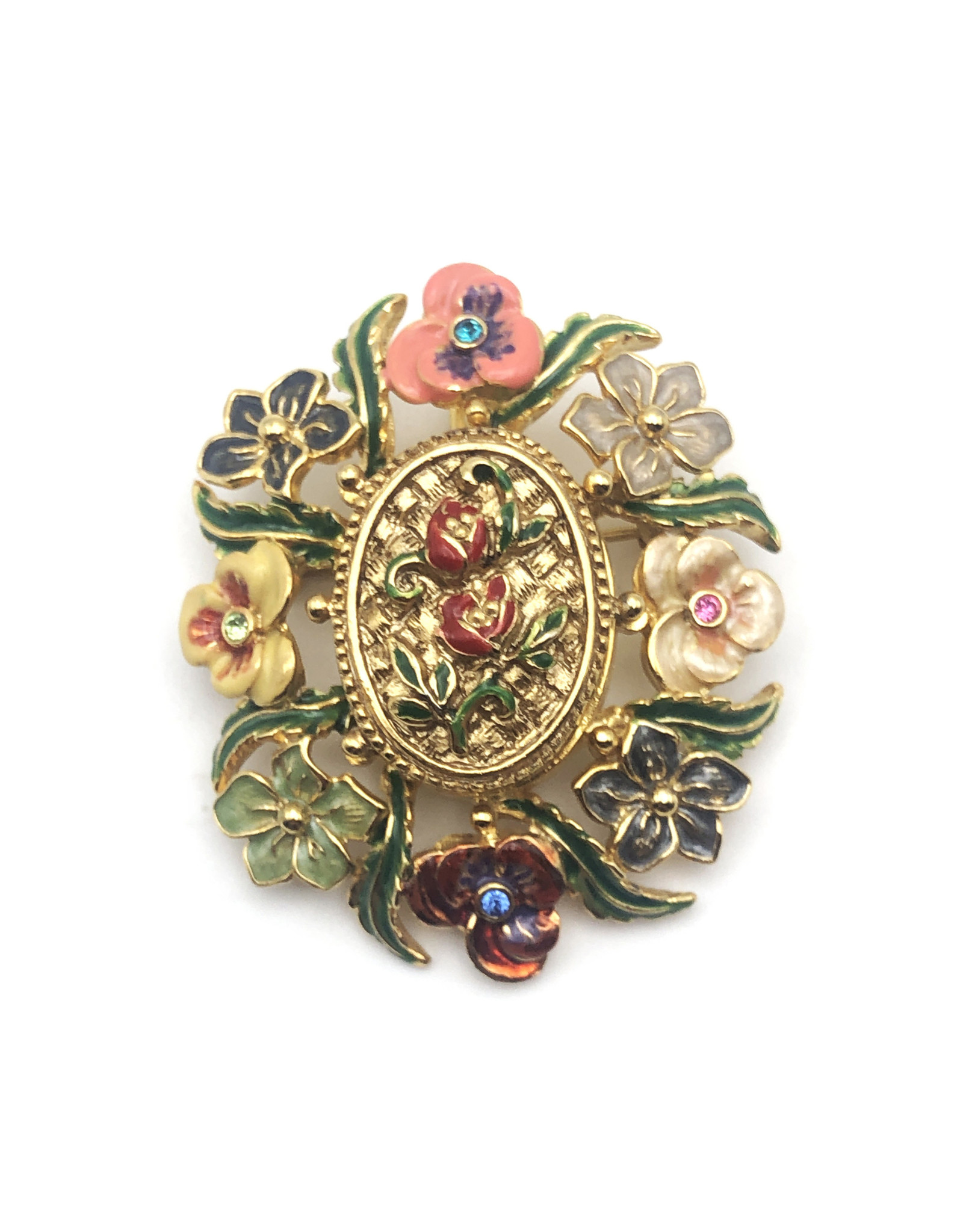 Joan Rivers Oval Floral Locket Brooch