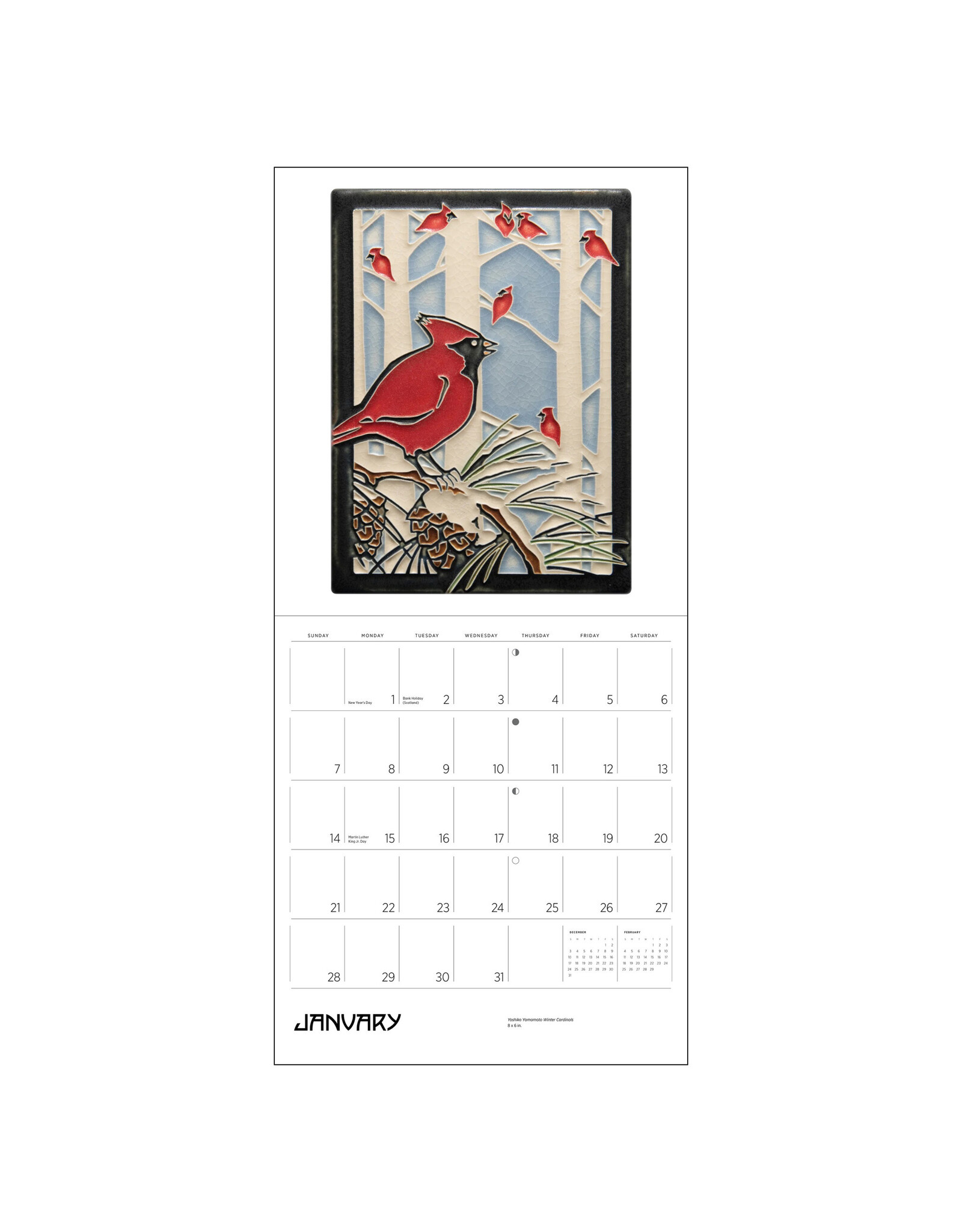 Pomegranate Arts & Crafts Tiles: Made by Motawi Tileworks 2024 Wall Calendar