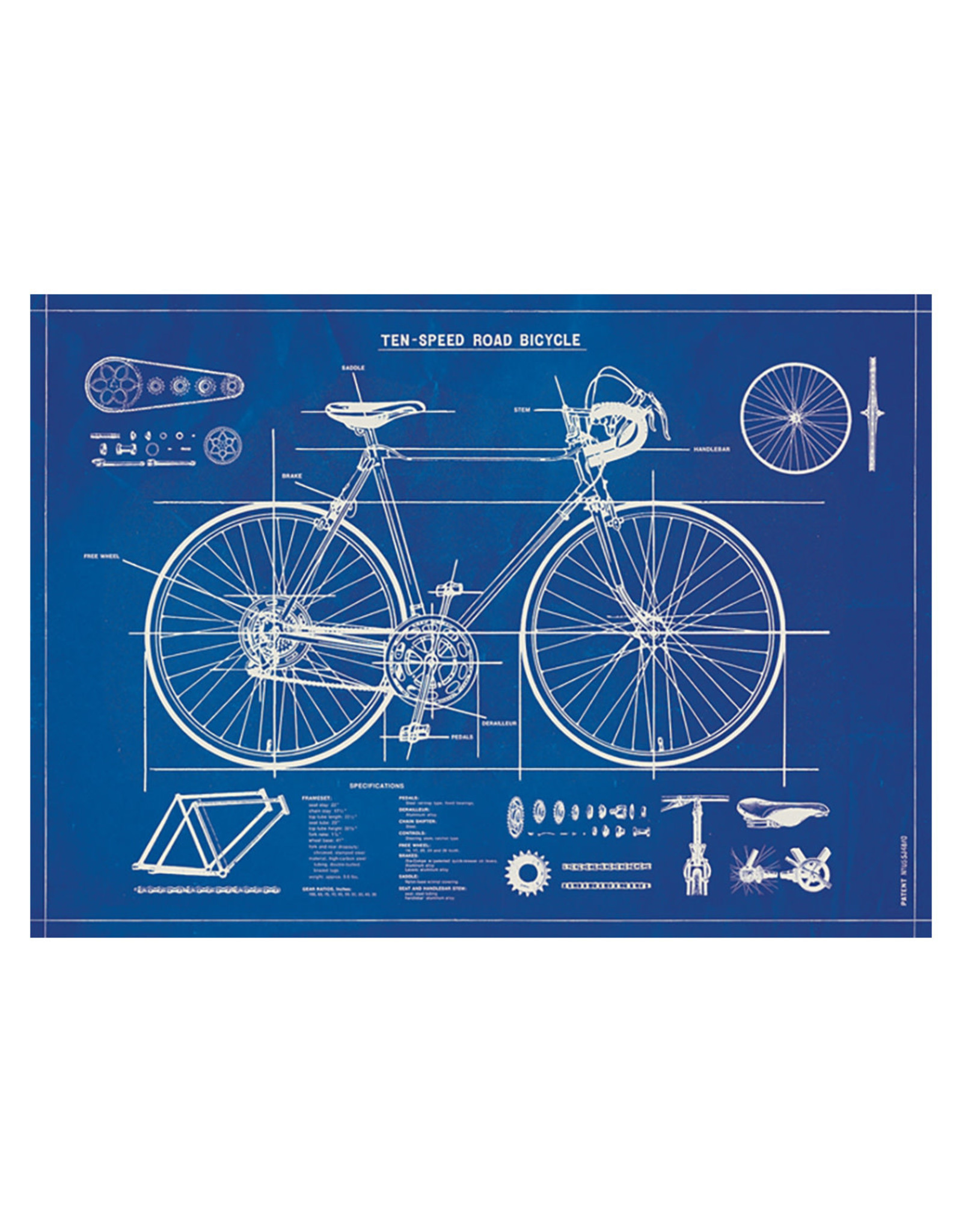 Cavallini Papers & Co. Wrap Bicycle Blueprint
