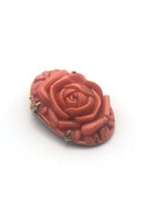 Vintage Oval Rose Coral Pink Glass Scarf Clip