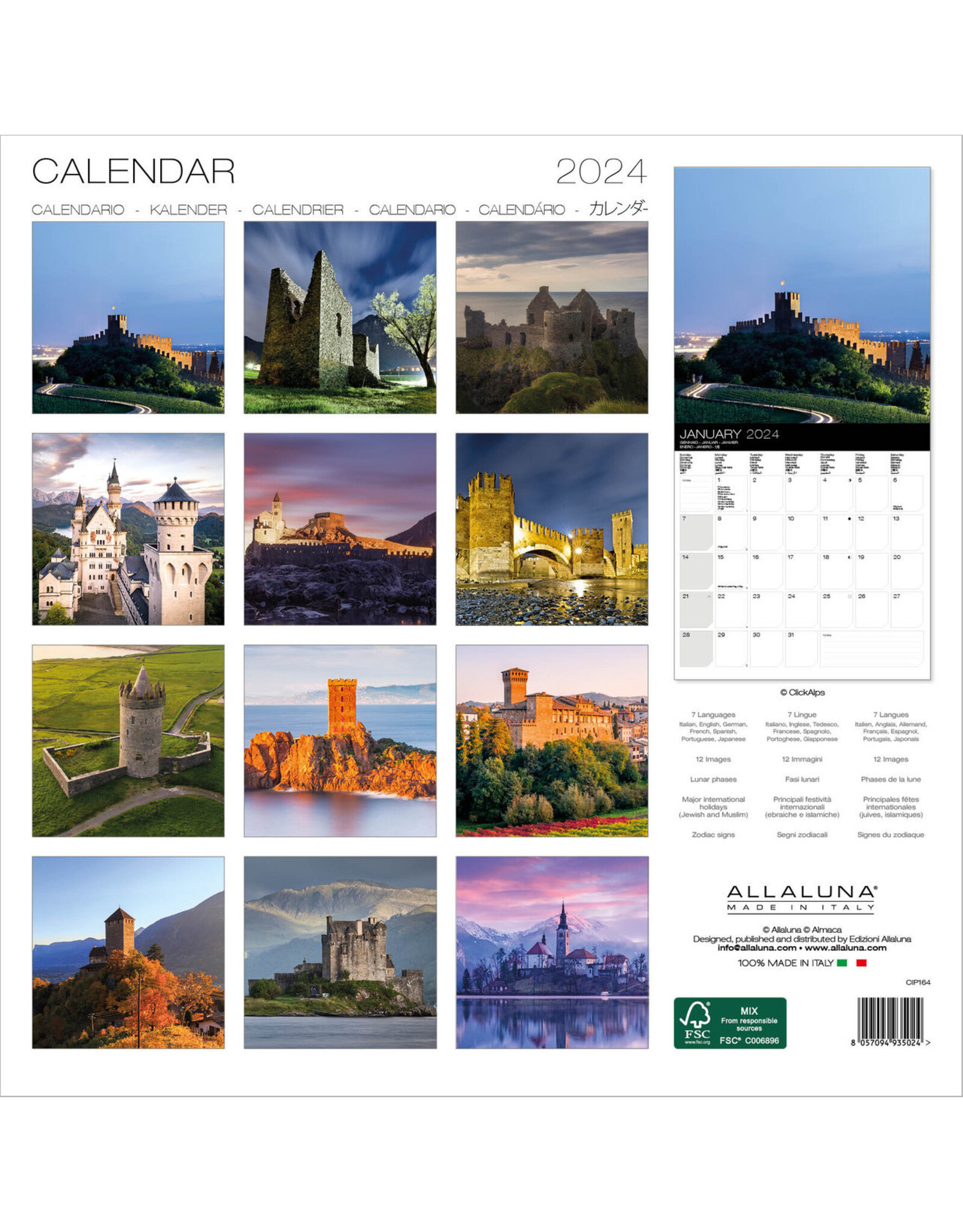 Allaluna Castles 2024 Wall Calendar