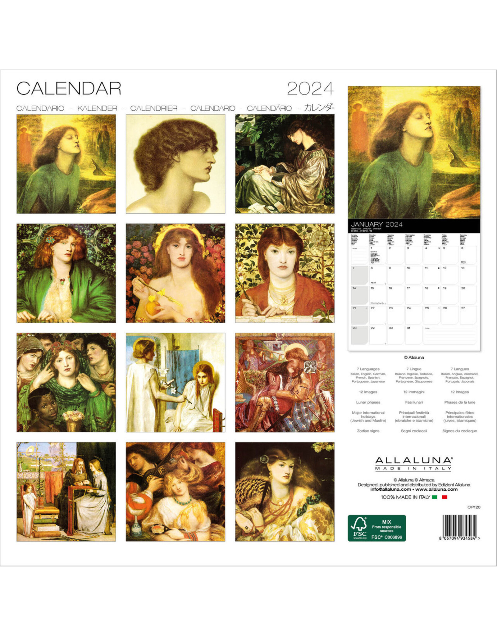 Allaluna Rossetti 2024 Wall Calendar