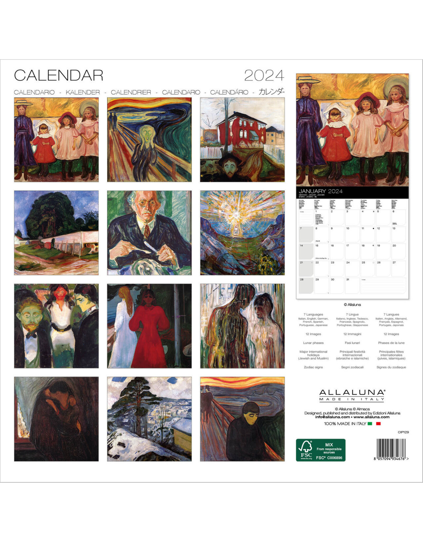 Allaluna Munch 2024 Wall Calendar