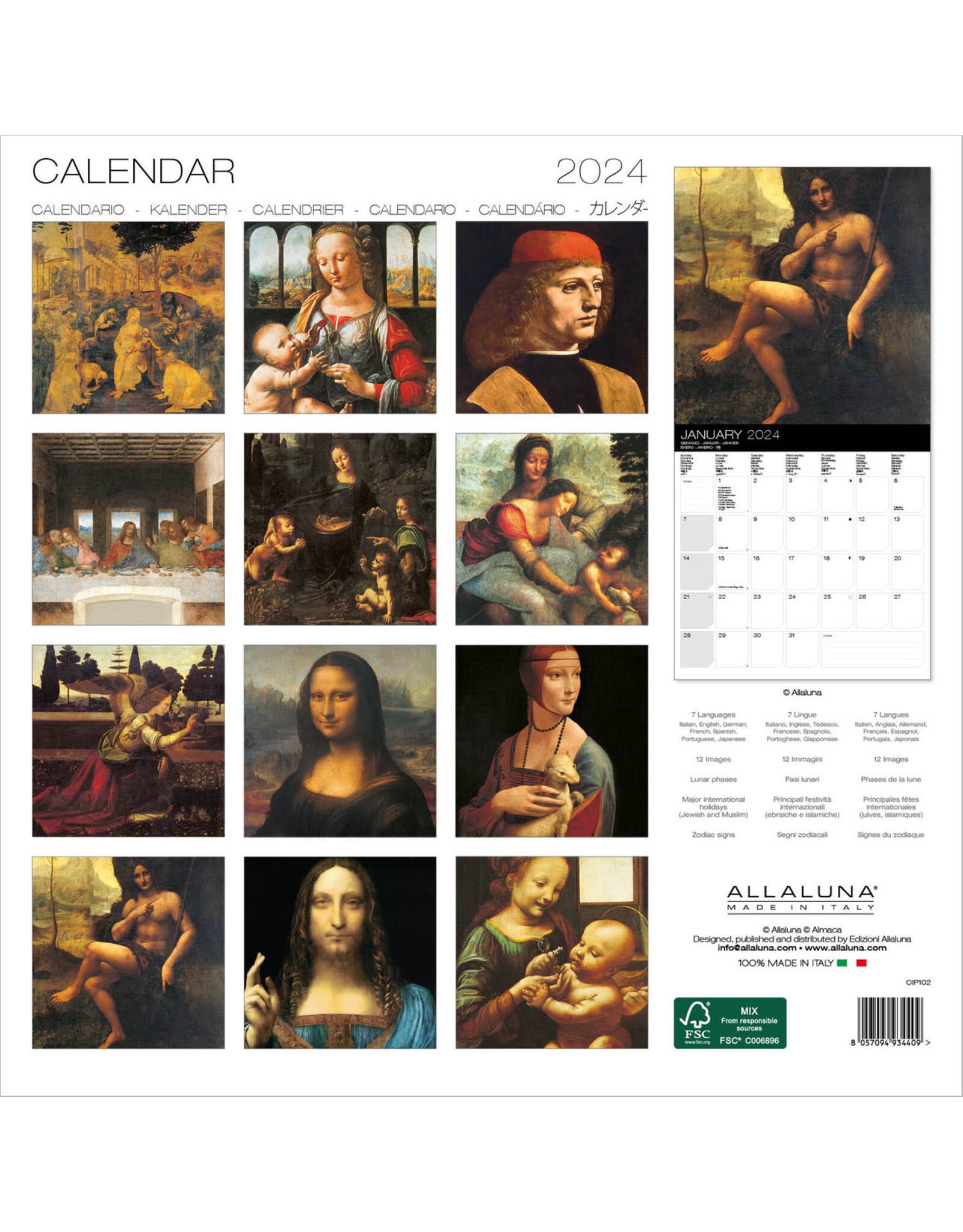Allaluna Leonardo 2024 Wall Calendar