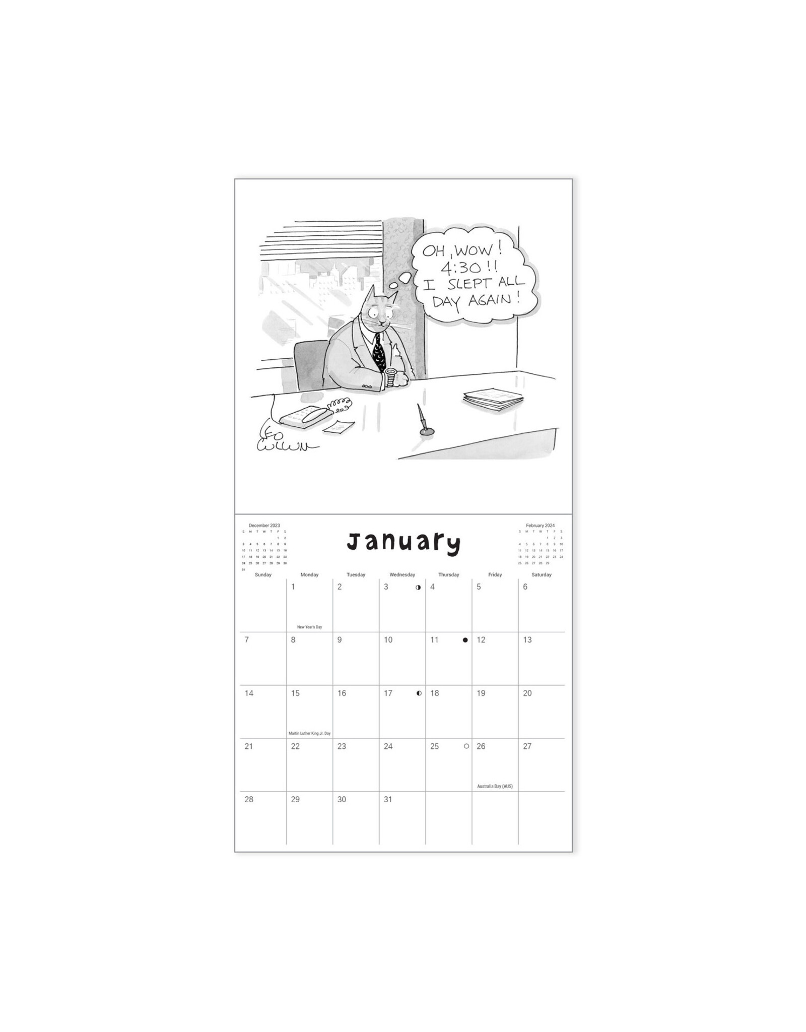 Nelson Line Studio Cats 2024 Cartoon Wall Calendar