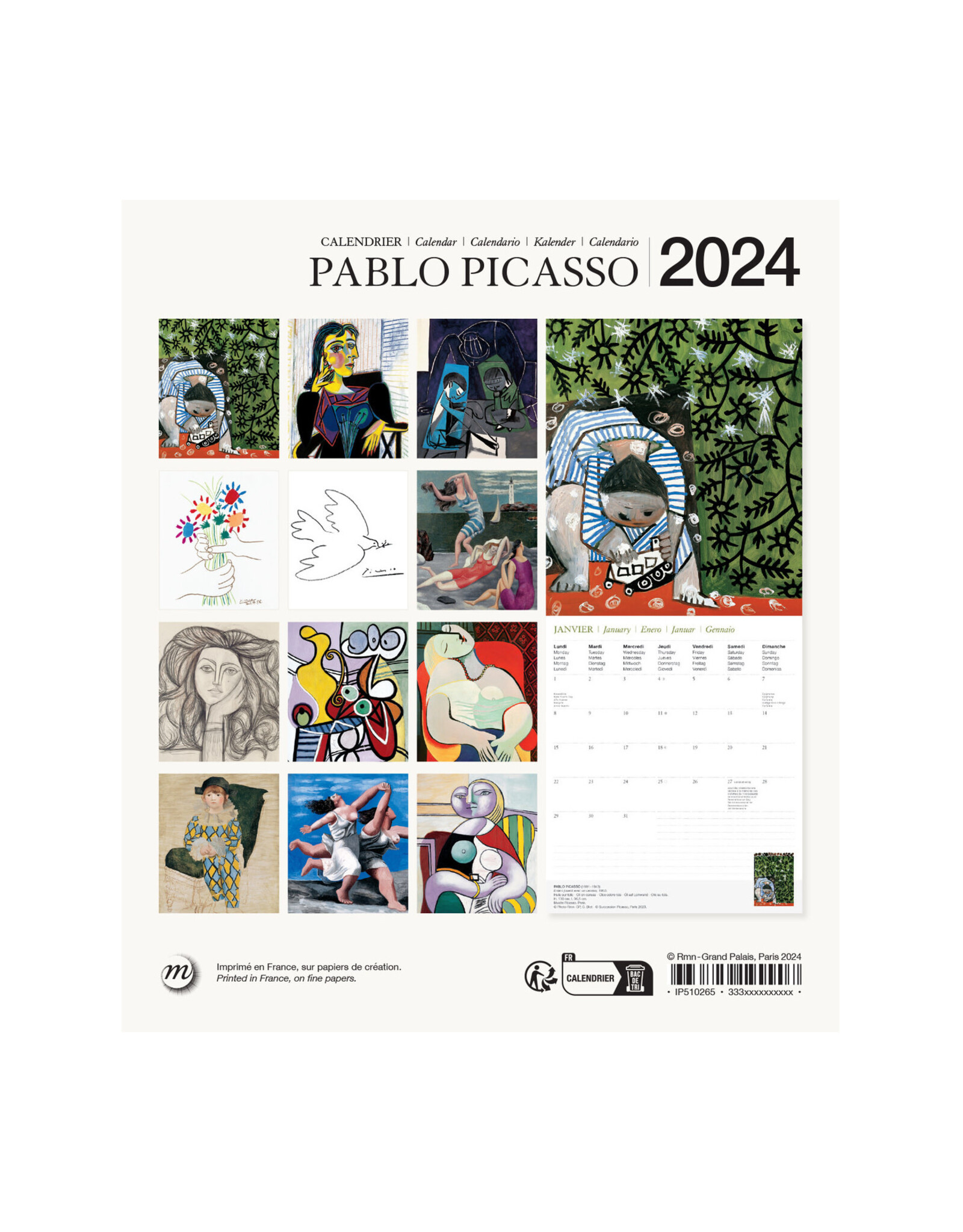 Reunion des Musees Nationaux Pablo Picasso 2024 Small Wall Calendar