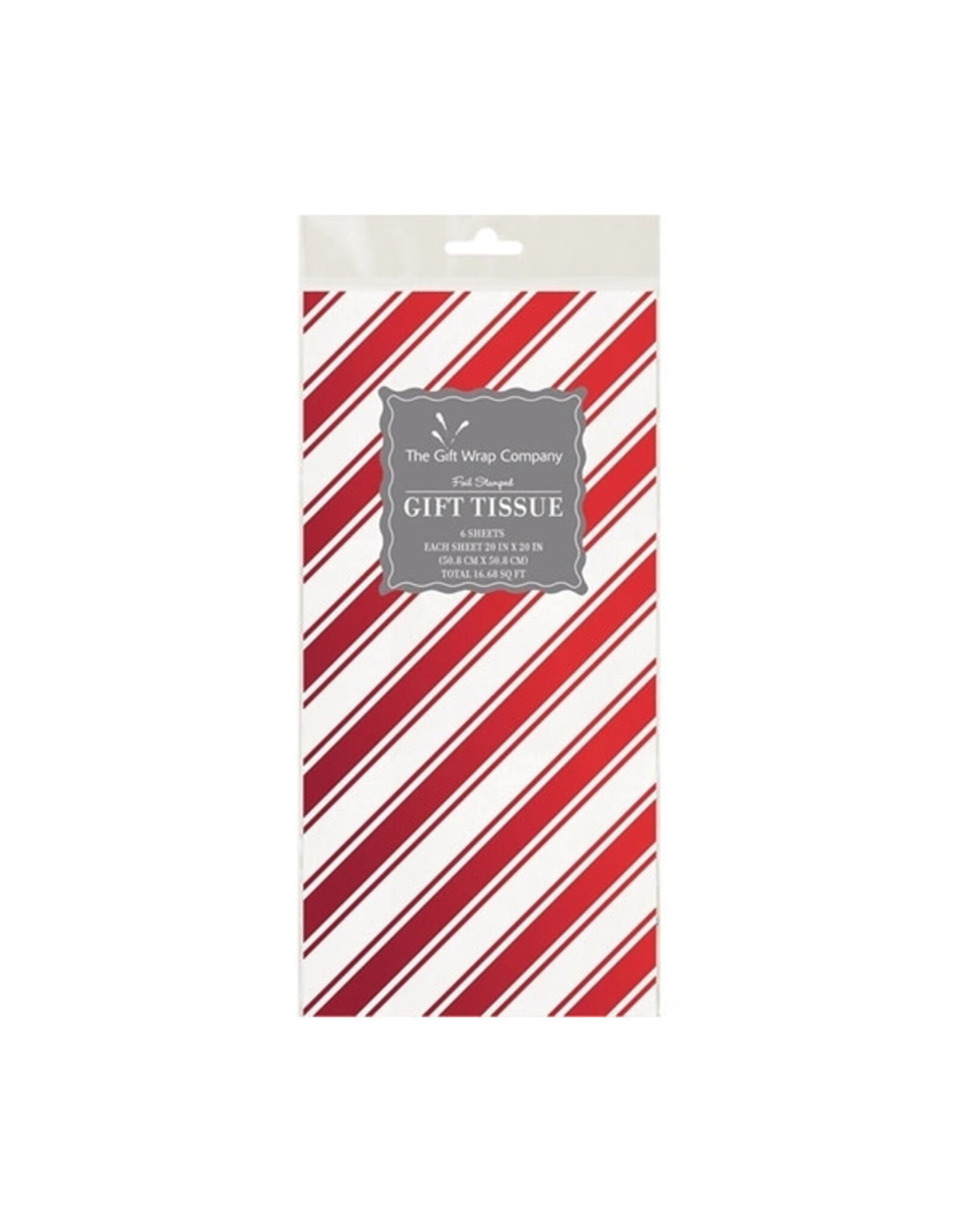 The Gift Wrap Company Foil Cane Red Holo Foil Stamped Tissue