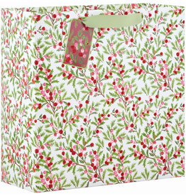 The Gift Wrap Company Sweet Berry Branches Large Square Christmas Gift Bag