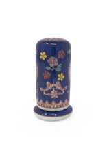 Vintage Famille Rose Covered Toothpick Holder with Shou Character and Other Auspicious Symbols