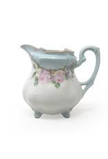 Creamer with White & Blue Painted Roses