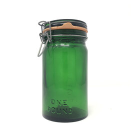 1 Lb Green Glass Mason Jar