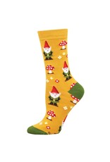 Socksmith Design Gnome More Mushrooms Gold 9-11 Women's Bamboo Crew Socks