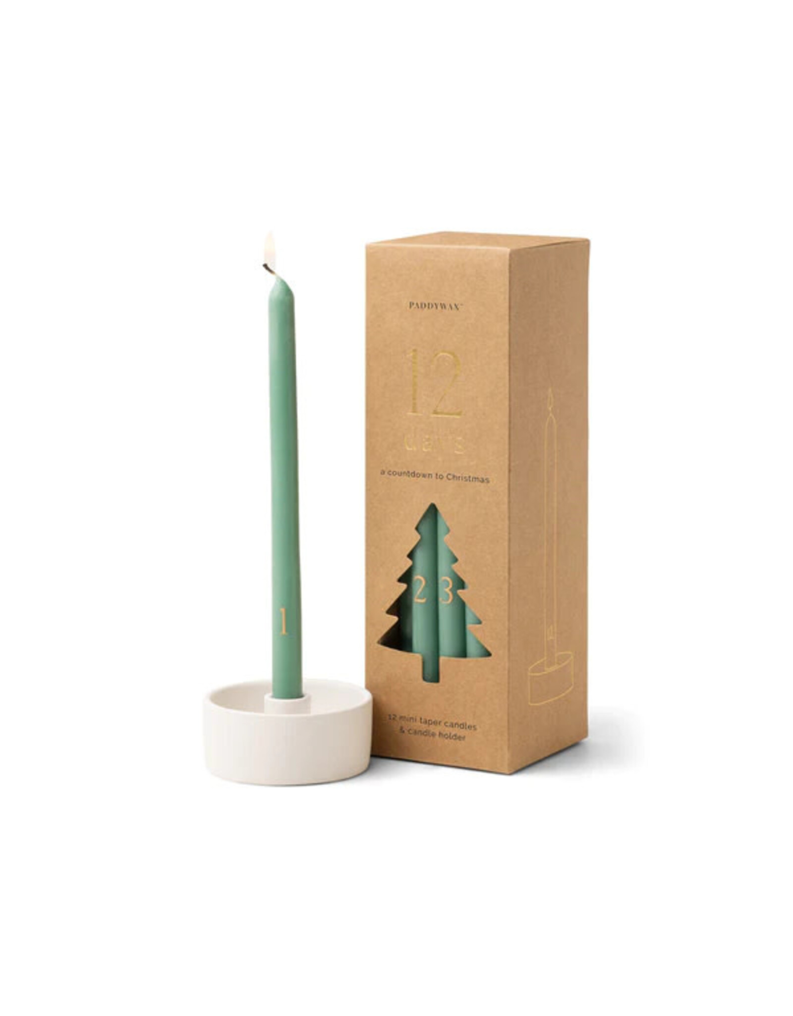 Paddywax Cypress & Fir Taper 12 Days of Christmas Countdown Candle Set