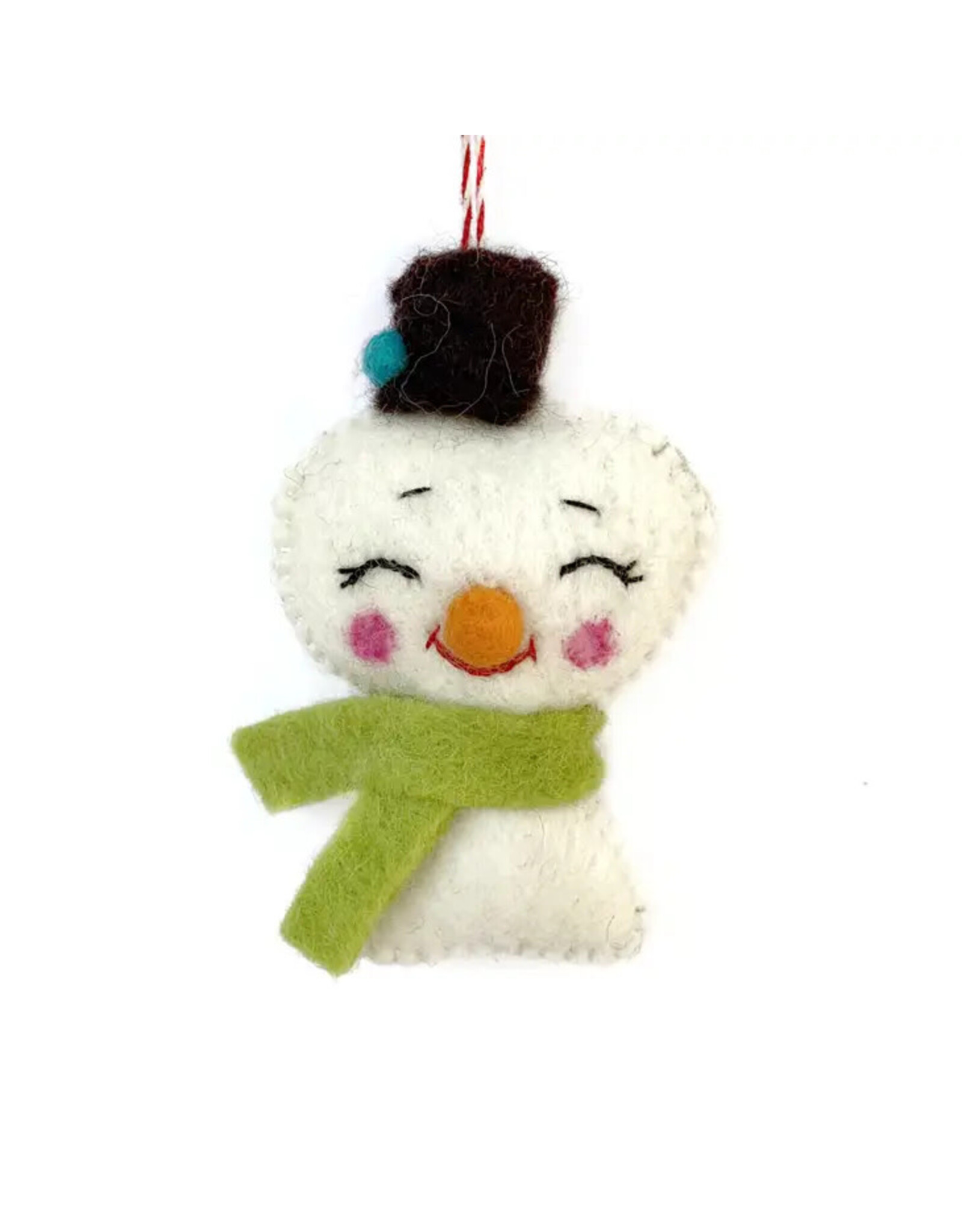 Ornaments 4 Orphans Smiling Snowman Felt Wool Christmas Ornament